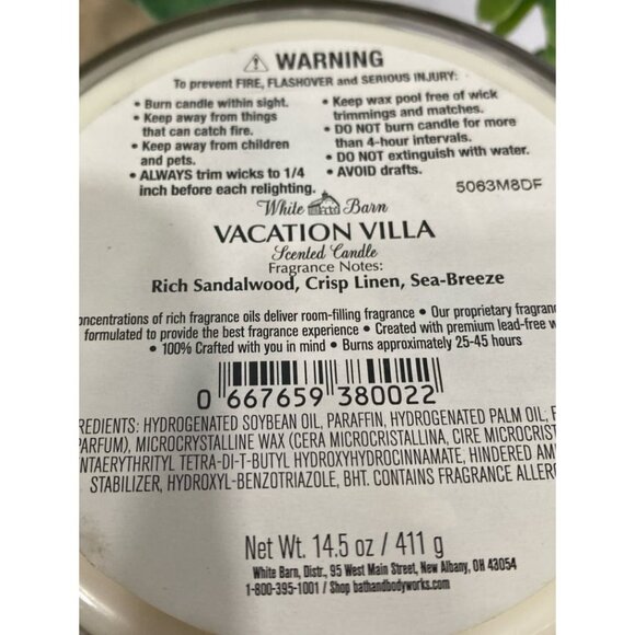 Bath & Body Works “Vacation Villa” New 3 Wick Candle - Picture 5 of 6